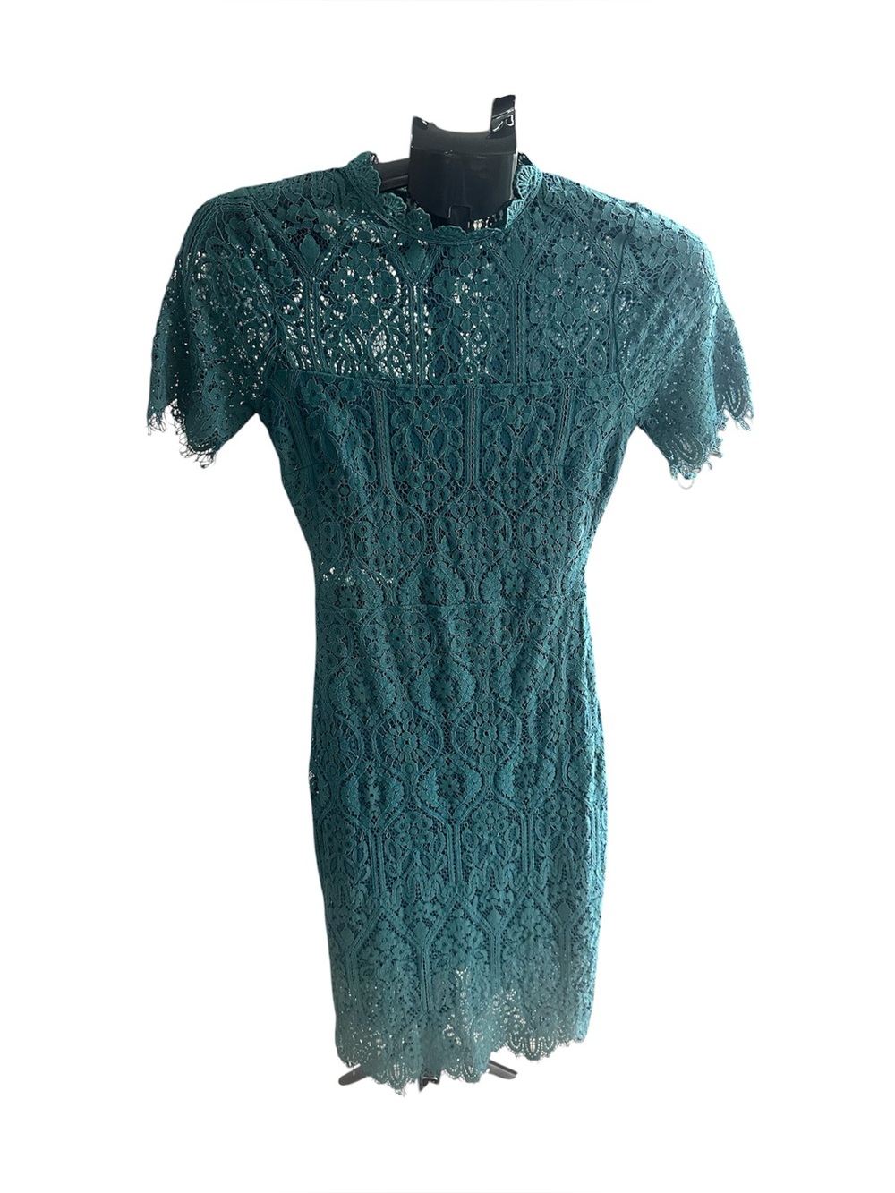 Lulu's Teal Lace Short-Sleeve Midi Dress